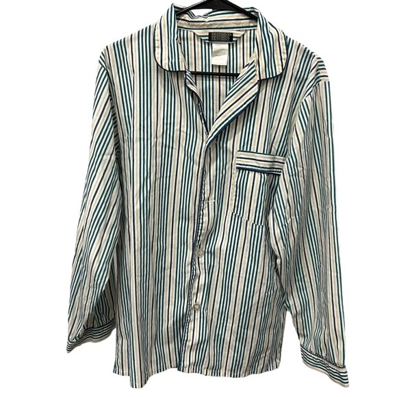 Vintage 70s Knightsbridge Mens Striped Pajama Top Button-Down Shirt Sz S - Picture 1 of 8